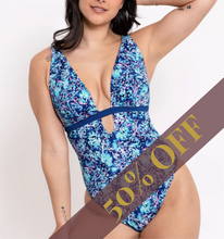 Load image into Gallery viewer, Mykonos Reversible Non-Wired Plunge Swimsuit Blue Print