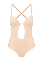 Load image into Gallery viewer, Low Back Sensual Bodysuit Beige