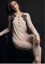 Load image into Gallery viewer, Plaisir Button Long Sleeve Grandad Pyjamas - Talco
