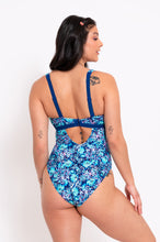Load image into Gallery viewer, Mykonos Reversible Non-Wired Plunge Swimsuit Blue Print

