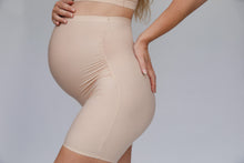 Load image into Gallery viewer, Maternity High-Waist Anti-Chafe Shorts – Beige
