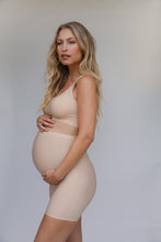Load image into Gallery viewer, Maternity High-Waist Anti-Chafe Shorts – Beige

