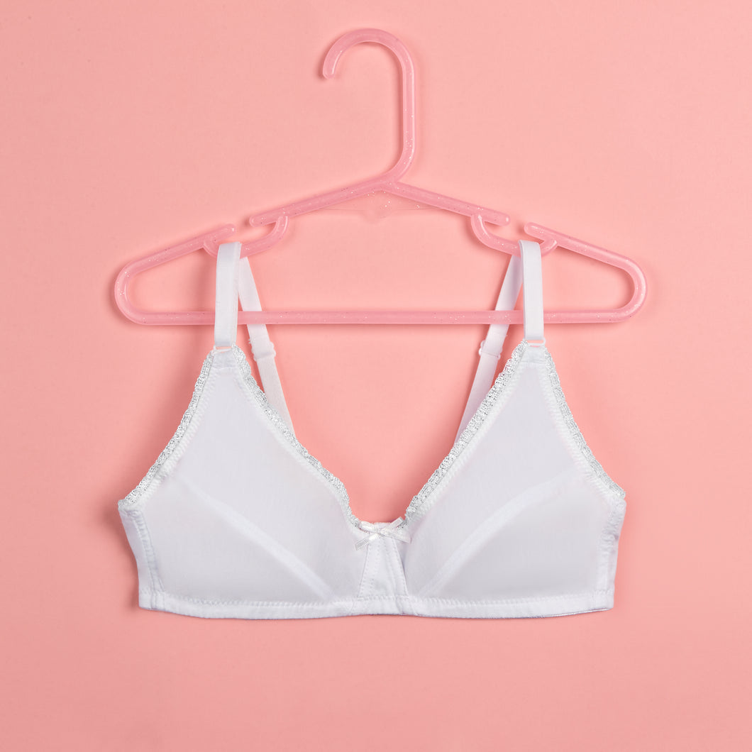 My First Bra - White & Pink Trimming 2PACK - Wireless Soft Cup