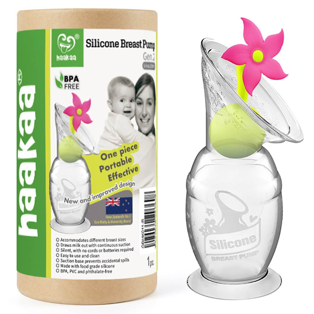 Haakaa Generation 2 Silicone Breast Milk Collector with Suction Base 150ml and Limited-Edition Rose Flower Stopper Combo