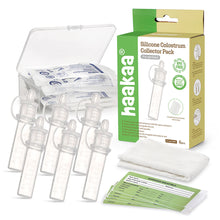 Load image into Gallery viewer, Haakaa Pre-Sterilised Silicone Colostrum Collector Set 4ml (6-Pack) + Cotton Cloth Wipe &amp; Storage Case
