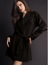 Load image into Gallery viewer, Couture Short Soft Velour Robes - Black
