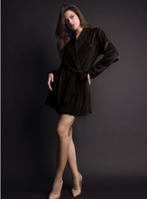 Load image into Gallery viewer, Couture Short Soft Velour Robes - Black

