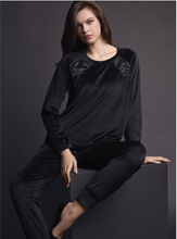 Load image into Gallery viewer, Couture Velour Round-neck Lounge Set - Black
