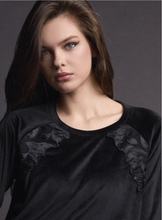 Load image into Gallery viewer, Couture Velour Round-neck Lounge Set - Black
