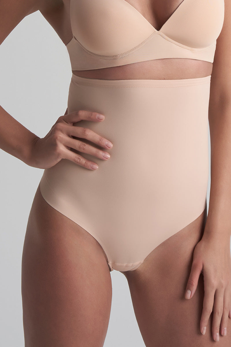 Sculpting High waist thong - Beige