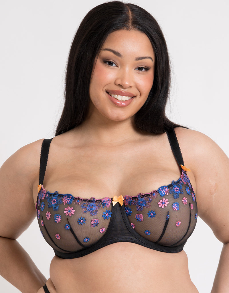 Regular Strawberry Crush Balcony Bra - Black Multi